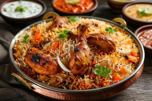 Karachi biryani and karahi platter